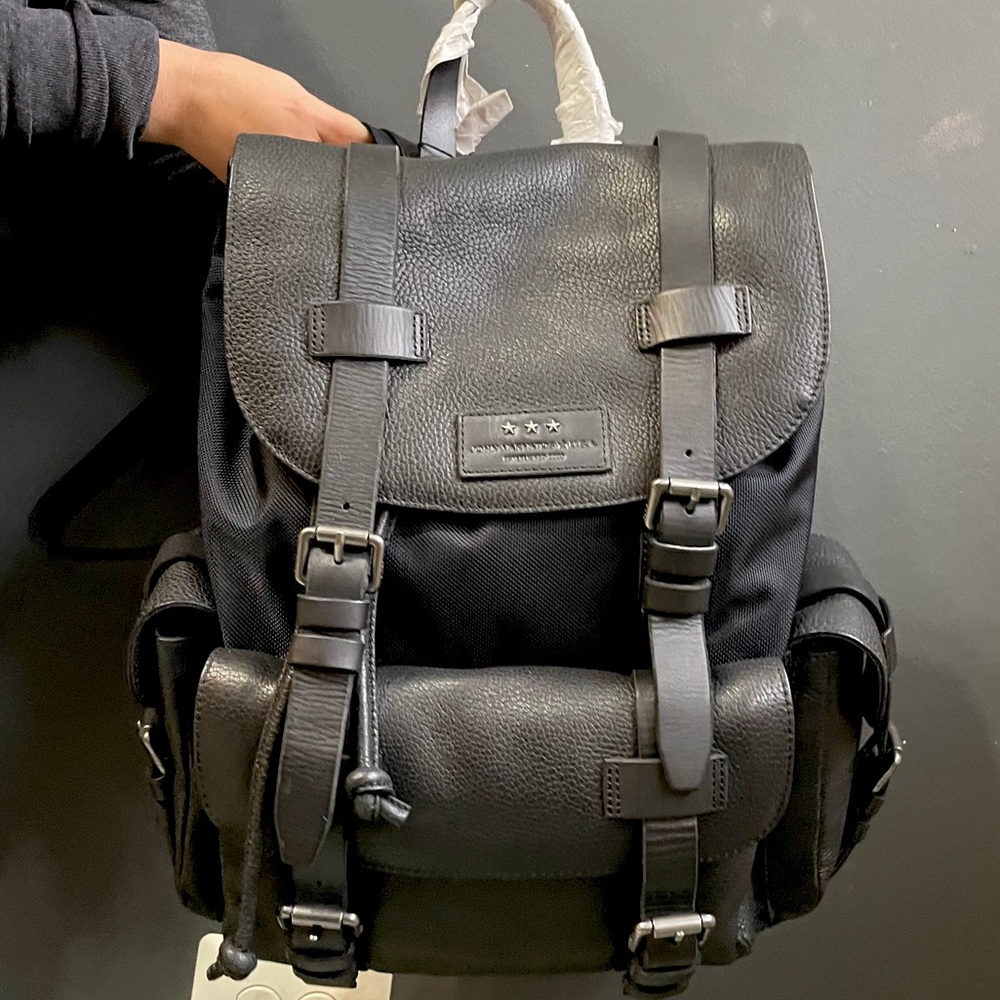 John Varvatos Navy Fulton Triple Pocket Backpack